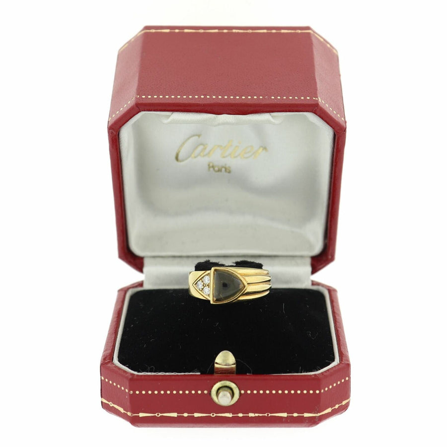 Cartier Vintage Estate 18k Yellow Gold 0.15ctw Diamond & Citrine Ring & Box