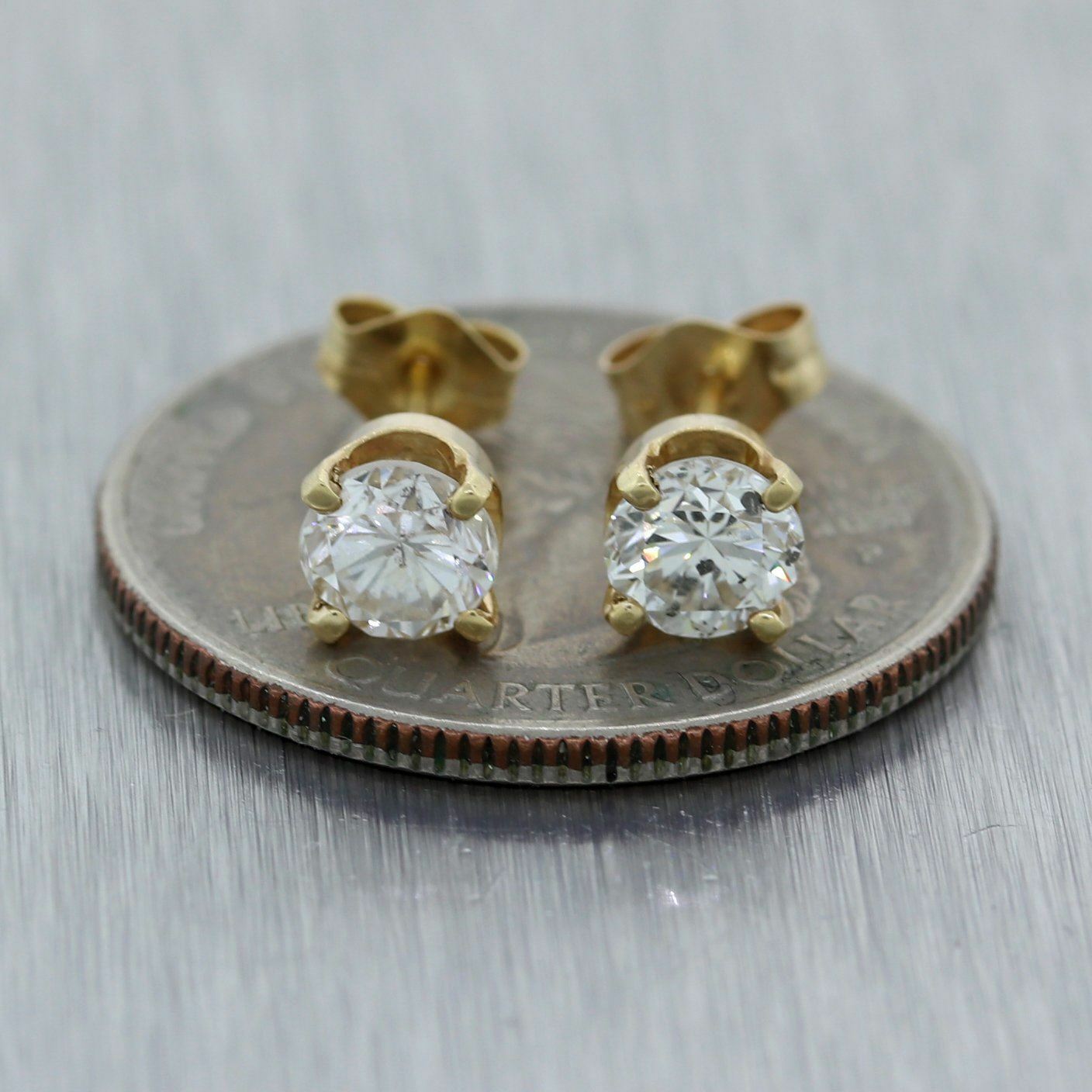 Modern 14k Yellow Gold 1.20ctw Diamond Earring Studs