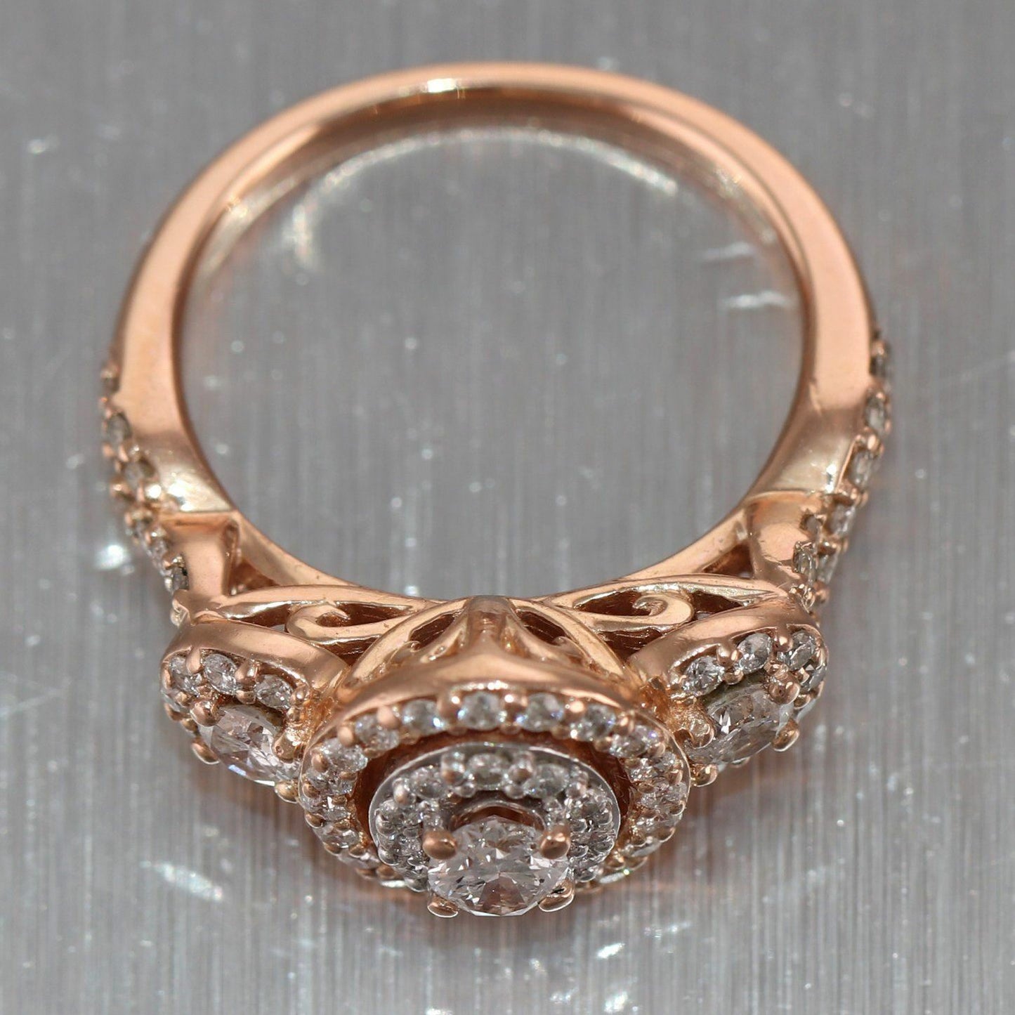 14k Rose Gold 1.75ctw Oval Diamond Halo Ring