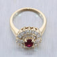 Vintage Estate 14k Yellow Gold 1.50ctw Diamond & Ruby Cocktail Ring