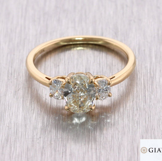 1.01ct Oval Cut GIA L VS2 Diamond 18k Yellow Gold 1.35ctw Engagement Ring