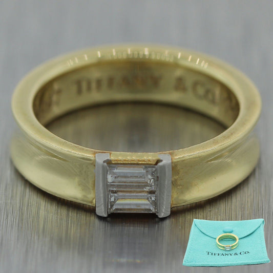 1997 Tiffany & Co. 18k Yellow Gold 0.20ctw Baguette Cut Diamond Band Ring