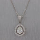 Pear Shape 0.69ct GIA 14k White Gold 0.94ctw Diamond Halo Teardrop 19" Necklace
