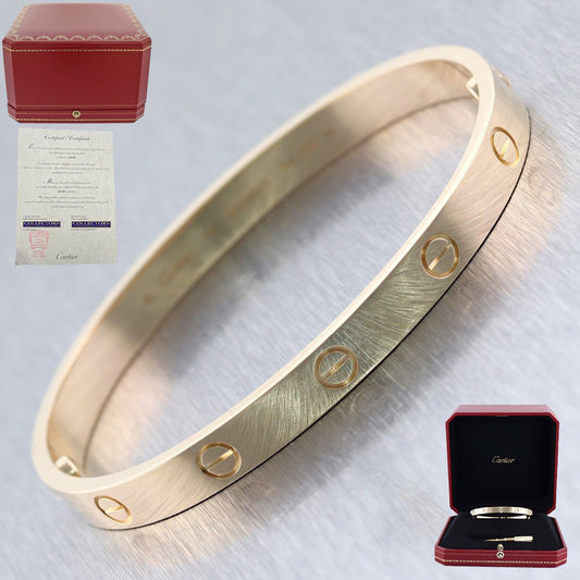 2019 Cartier 18k Yellow Gold New Style Love Bangle Bracelet Size 18 B+P