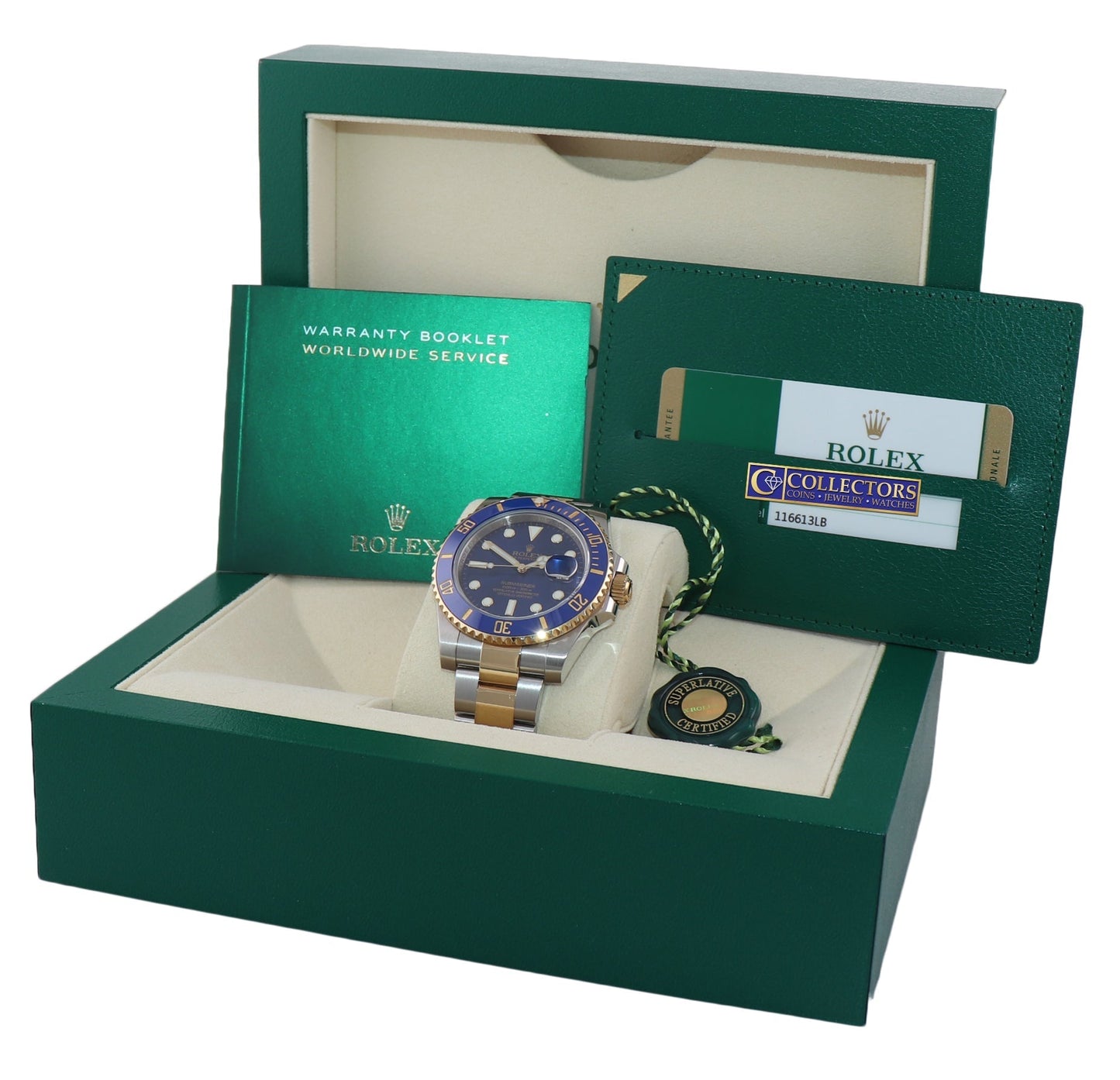 MINT 2019 BOX PAPERS Rolex Submariner Blue Ceramic 116613 Two Tone Gold Watch