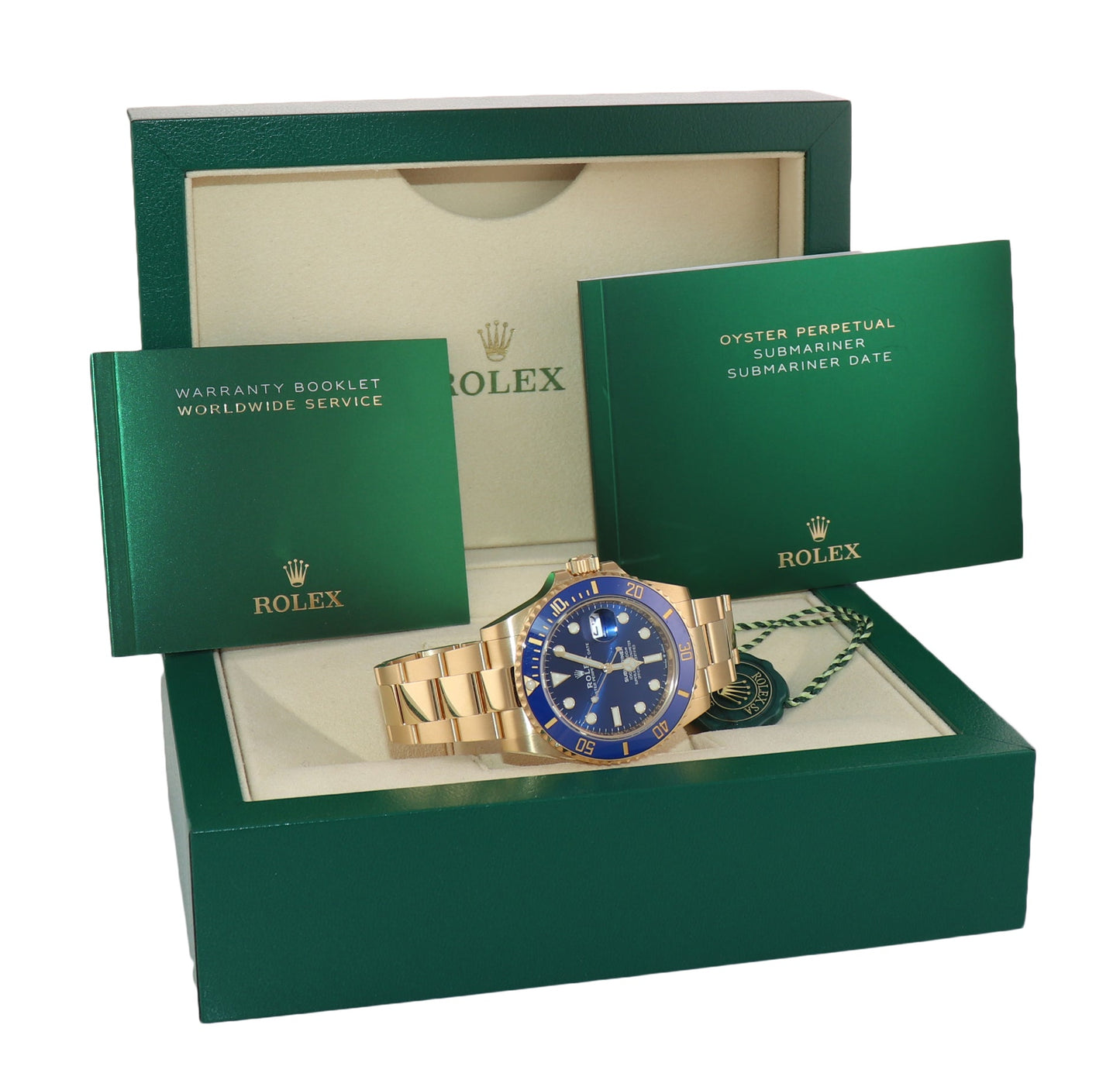 2024 NEW Rolex Sunburst Blue Dial Ceramic Bezel 126618LB Yellow Gold 41mm Watch Box