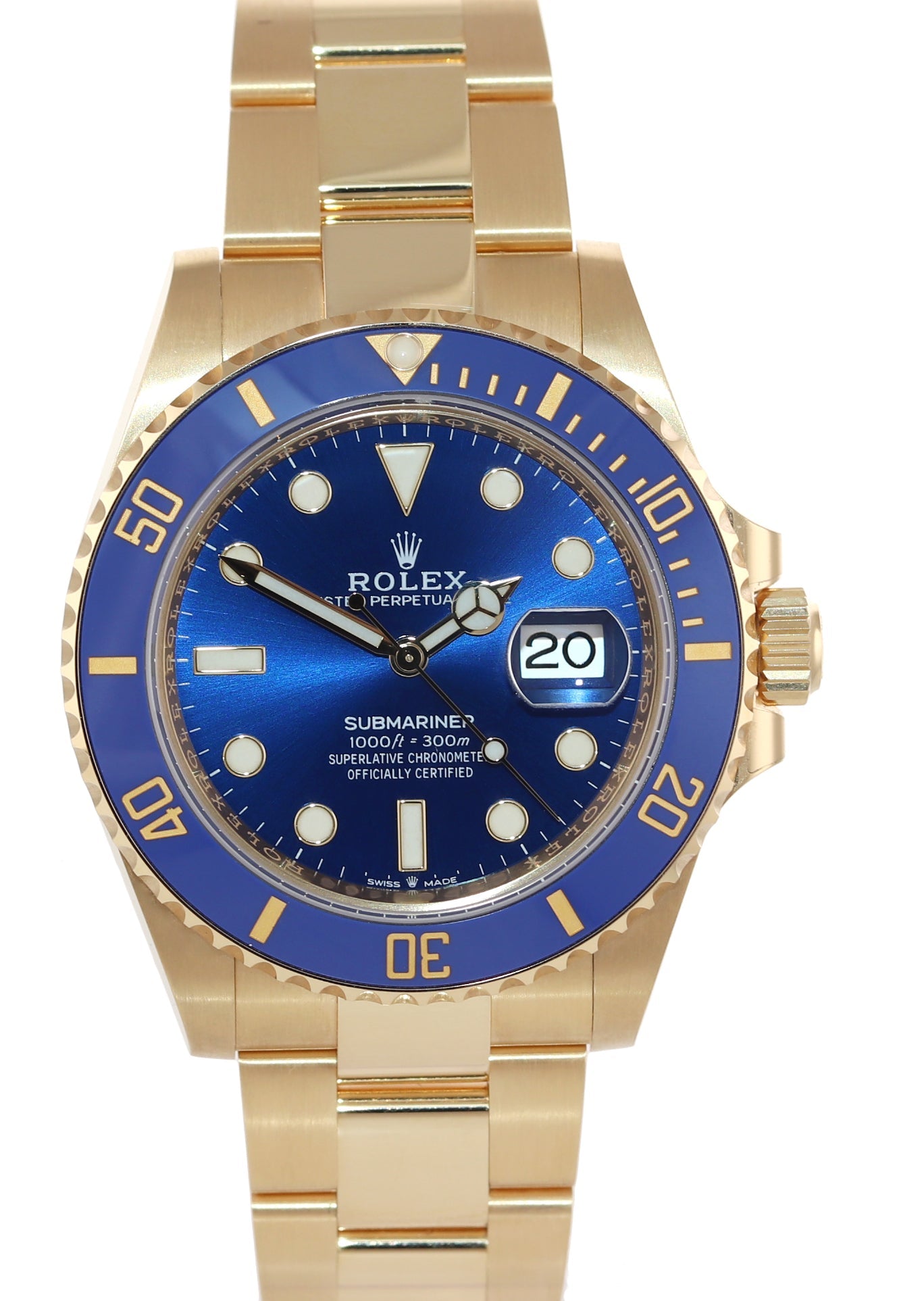 2024 NEW Rolex Sunburst Blue Dial Ceramic Bezel 126618LB Yellow Gold 41mm Watch Box