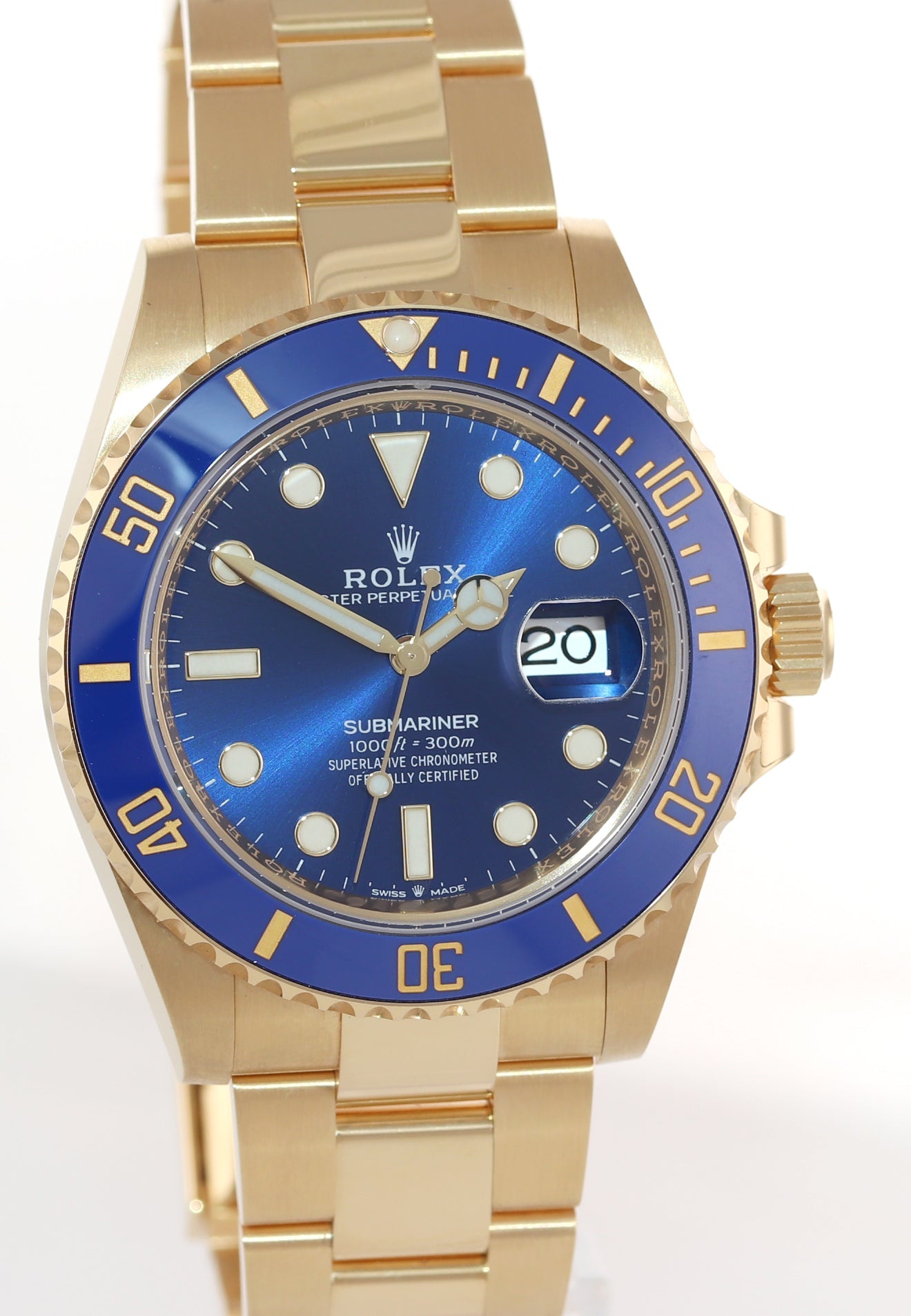 2024 NEW Rolex Sunburst Blue Dial Ceramic Bezel 126618LB Yellow Gold 41mm Watch Box