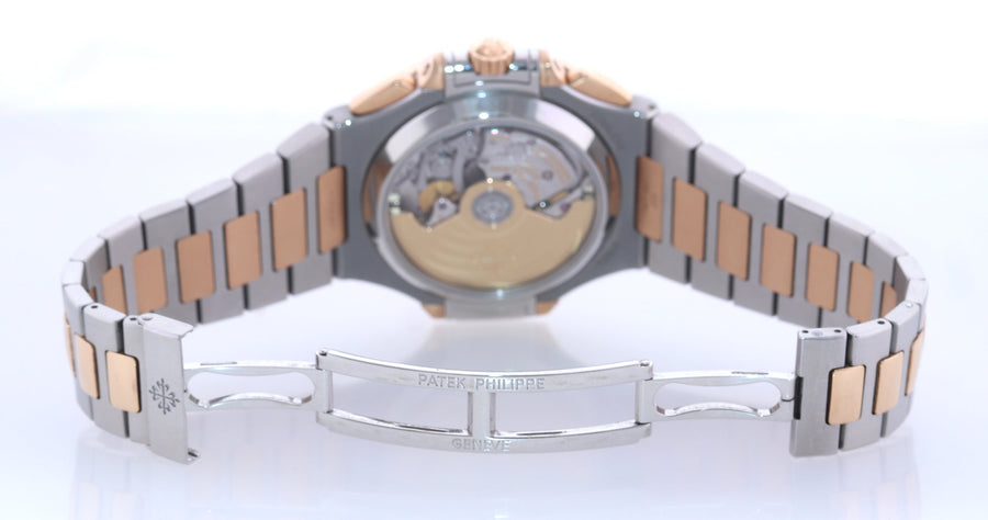 MINT 2015 PAPERS 5980/1AR-001 Patek Philippe Nautilus Rose Gold Two Tone Blue Watch