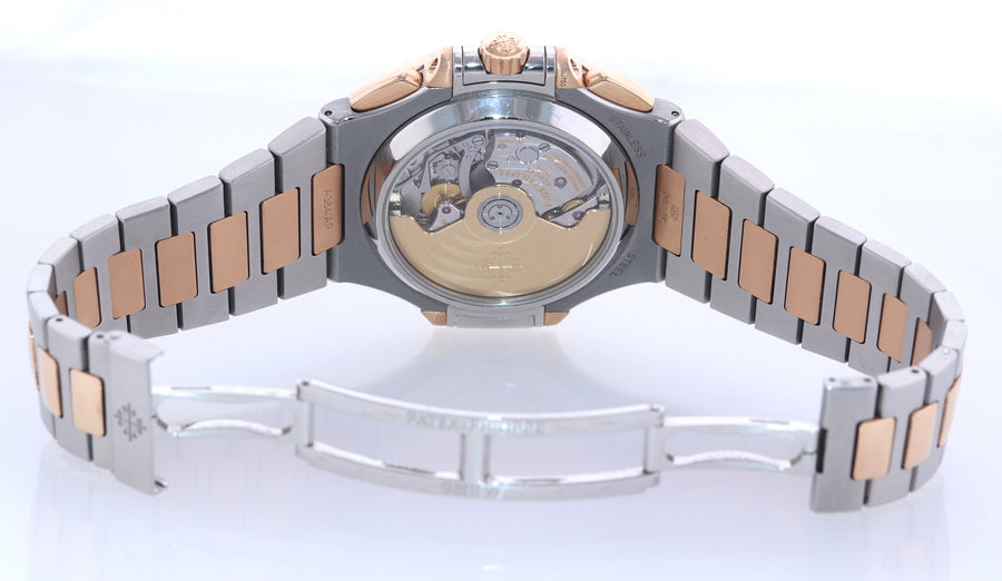 MINT 2015 PAPERS 5980/1AR-001 Patek Philippe Nautilus Rose Gold Two Tone Blue Watch