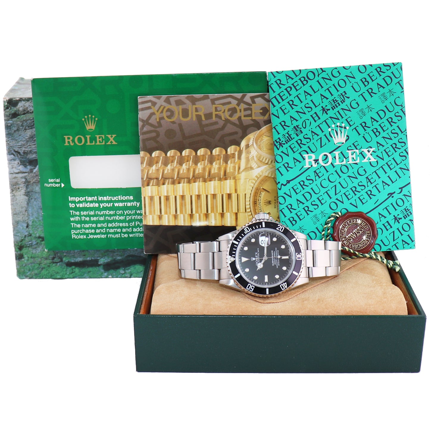 MINT 1995 Rolex Submariner Date 16610 Steel Black 40mm Oyster Watch Box