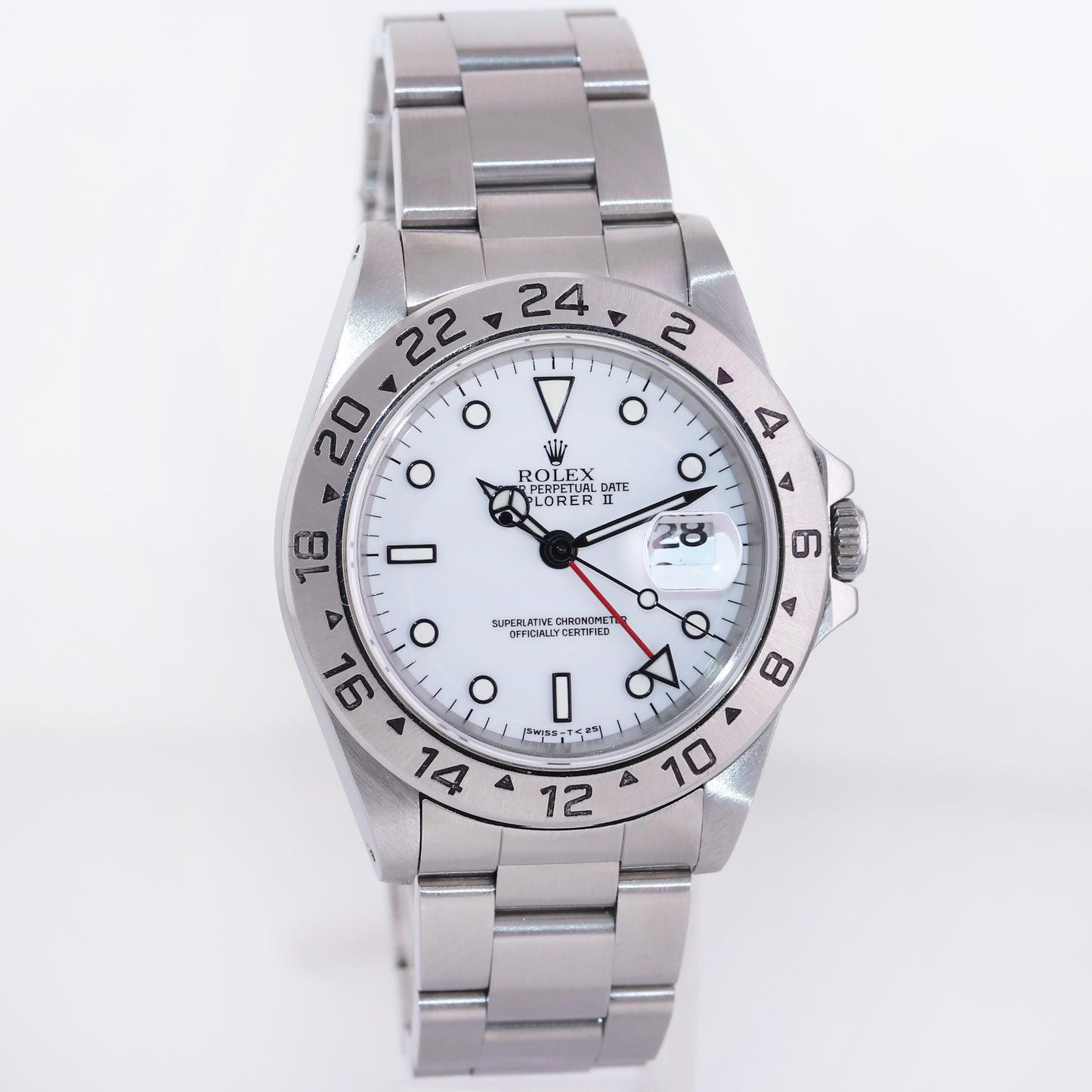 UNPOLISHED Rolex Explorer 2 II 16570 Stainless Steel White Polar Tritium Dial GMT 40mm Watch Box