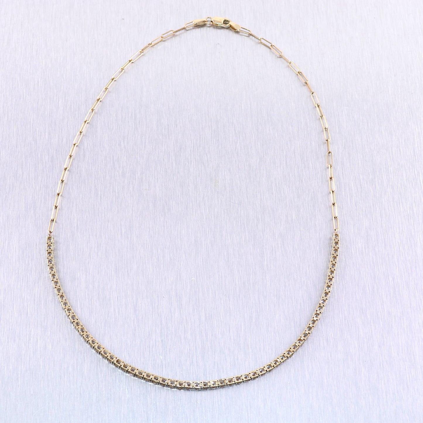14k Yellow Gold 4ctw Diamond Tennis 15.5" Necklace