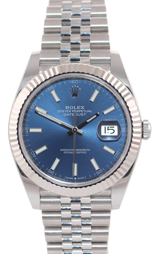 NEW 2024  PAPERS Rolex DateJust 41 Blue Stick Jubilee Fluted 126334 Watch Box