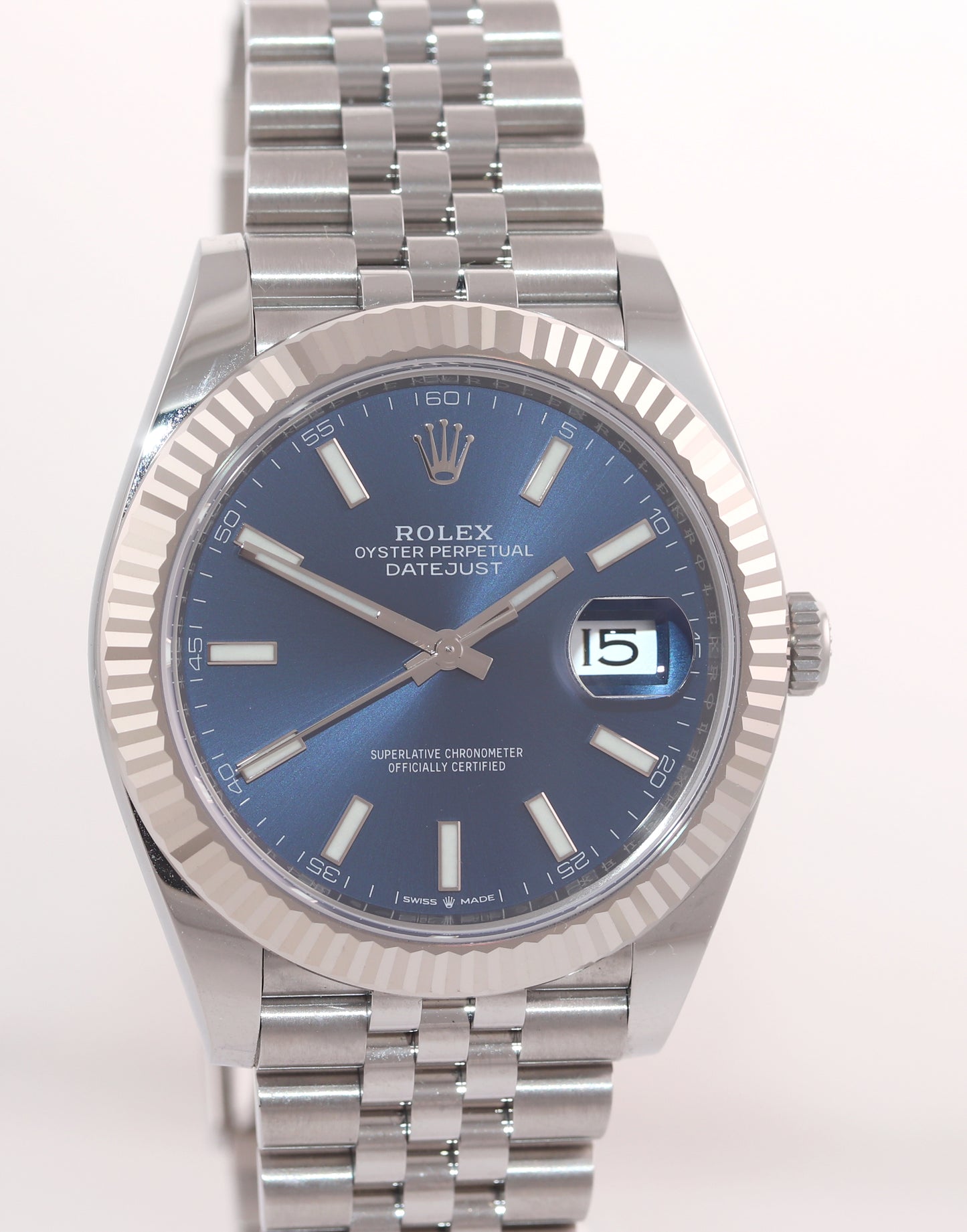 NEW 2024  PAPERS Rolex DateJust 41 Blue Stick Jubilee Fluted 126334 Watch Box