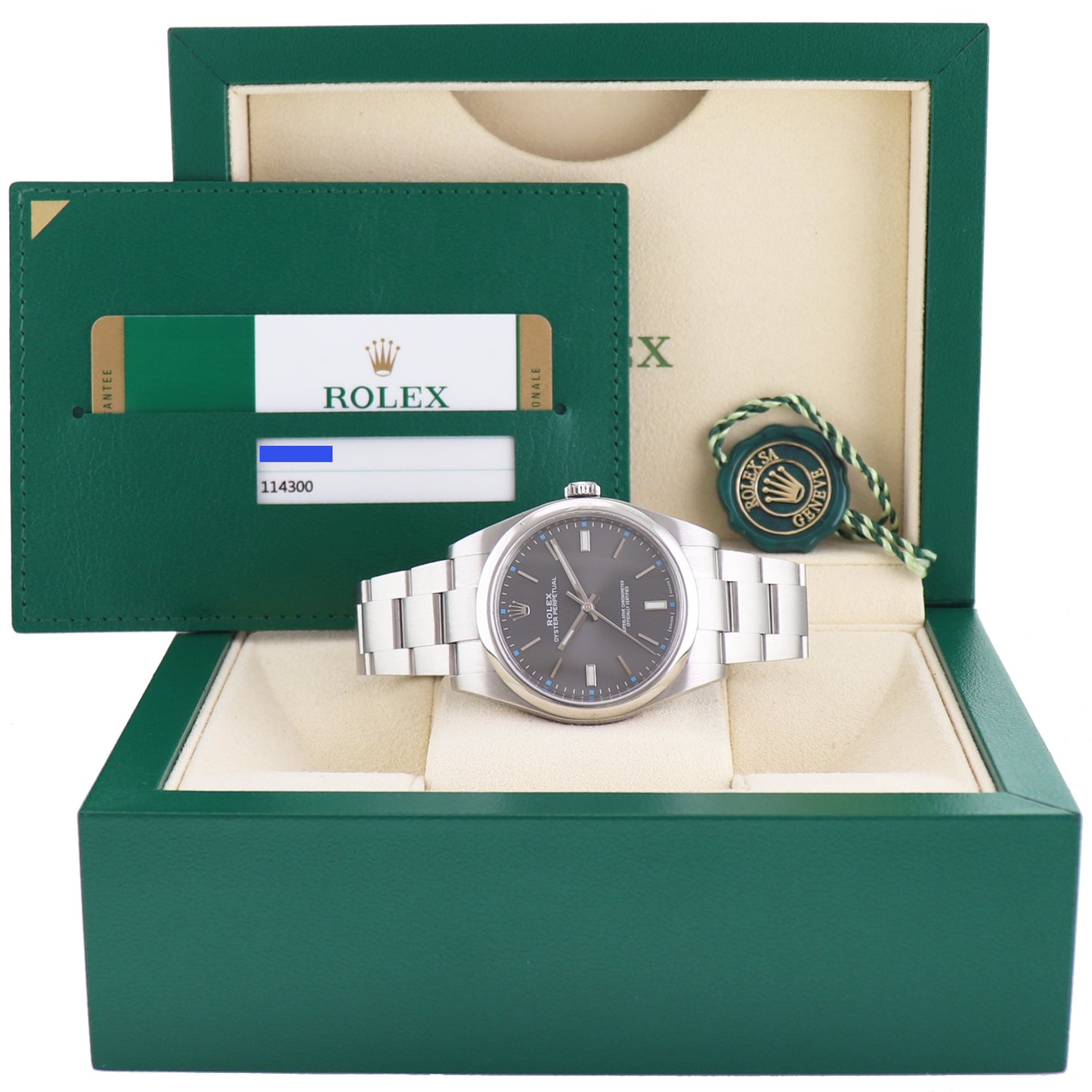 PAPES 2017 MINT Rolex Oyster Perpetual 41mm Rhodium Grey Oyster Watch 114300