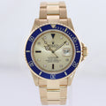 Rolex 16618 Submariner Yellow Gold Blue Champagne Serti Diamond 40MM Watch Box
