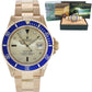Rolex 16618 Submariner Yellow Gold Blue Champagne Serti Diamond 40MM Watch Box