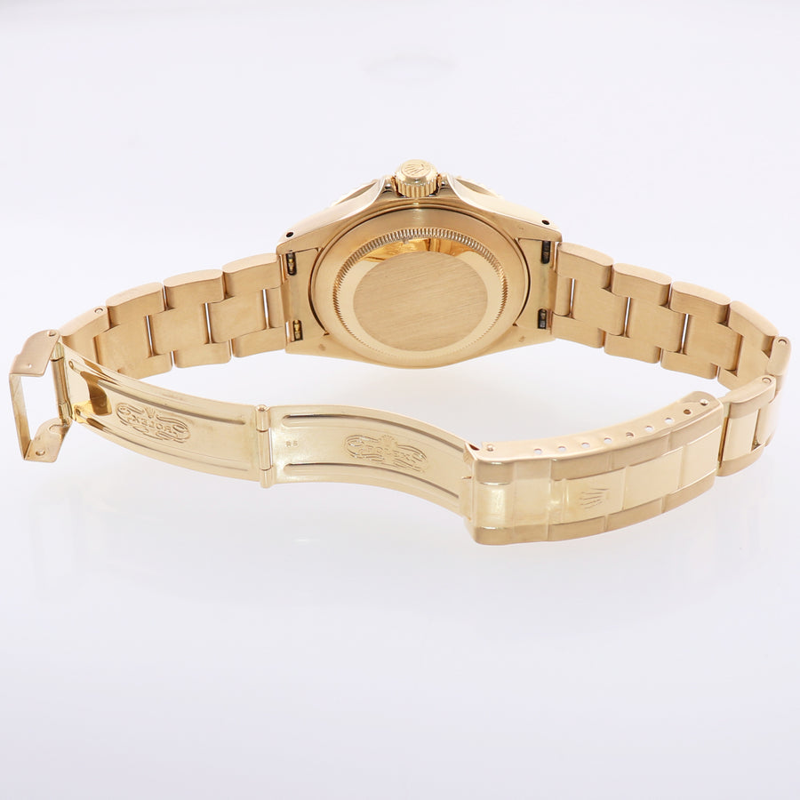 Rolex 16618 Submariner Yellow Gold Blue Champagne Serti Diamond 40MM Watch Box