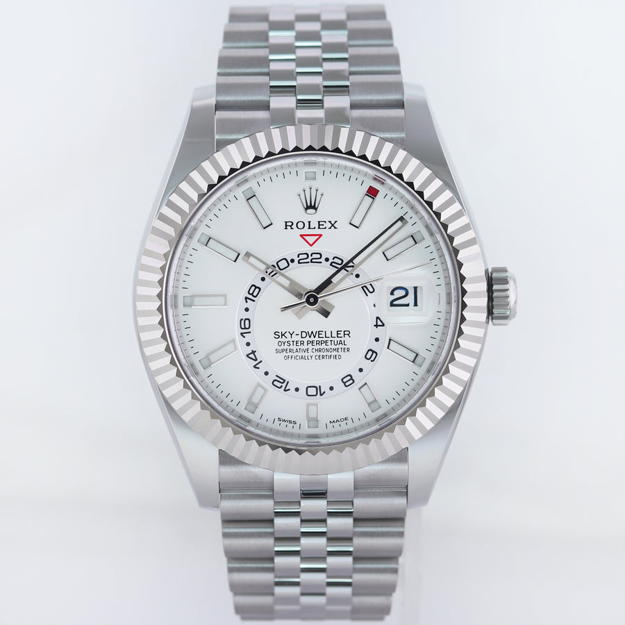 2022 NEW PAPERS Rolex Sky-Dweller Steel White Gold Fluted Jubilee 326934 Watch Box