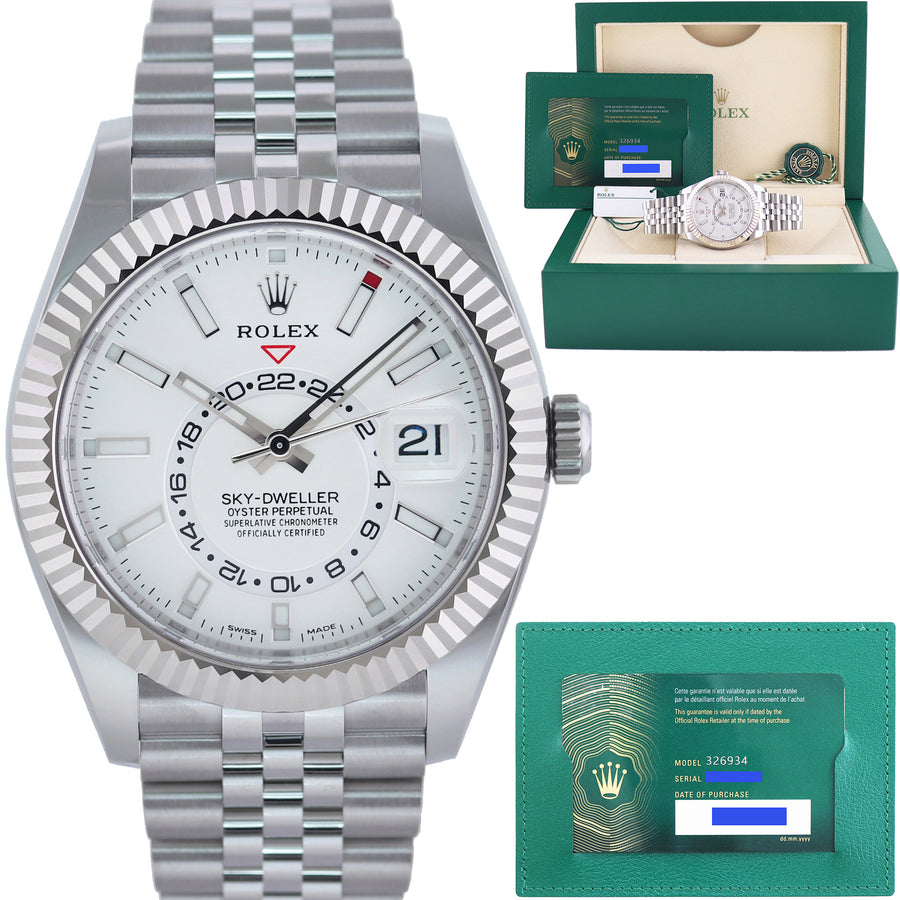 2022 NEW PAPERS Rolex Sky-Dweller Steel White Gold Fluted Jubilee 326934 Watch Box