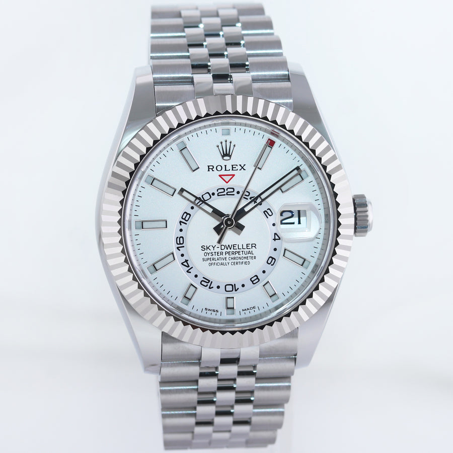 2022 NEW PAPERS Rolex Sky-Dweller Steel White Gold Fluted Jubilee 326934 Watch Box