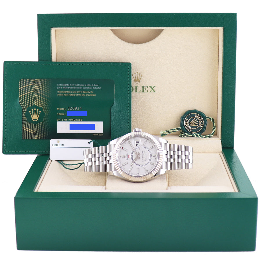 2022 NEW PAPERS Rolex Sky-Dweller Steel White Gold Fluted Jubilee 326934 Watch Box