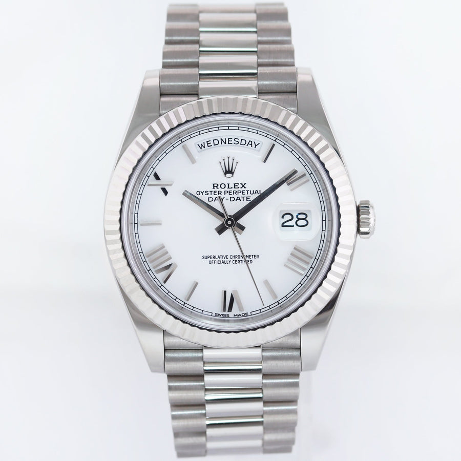 PAPERS MINT Rolex Day Date 40 White Gold President 40mm White Roman 228239 Watch Box