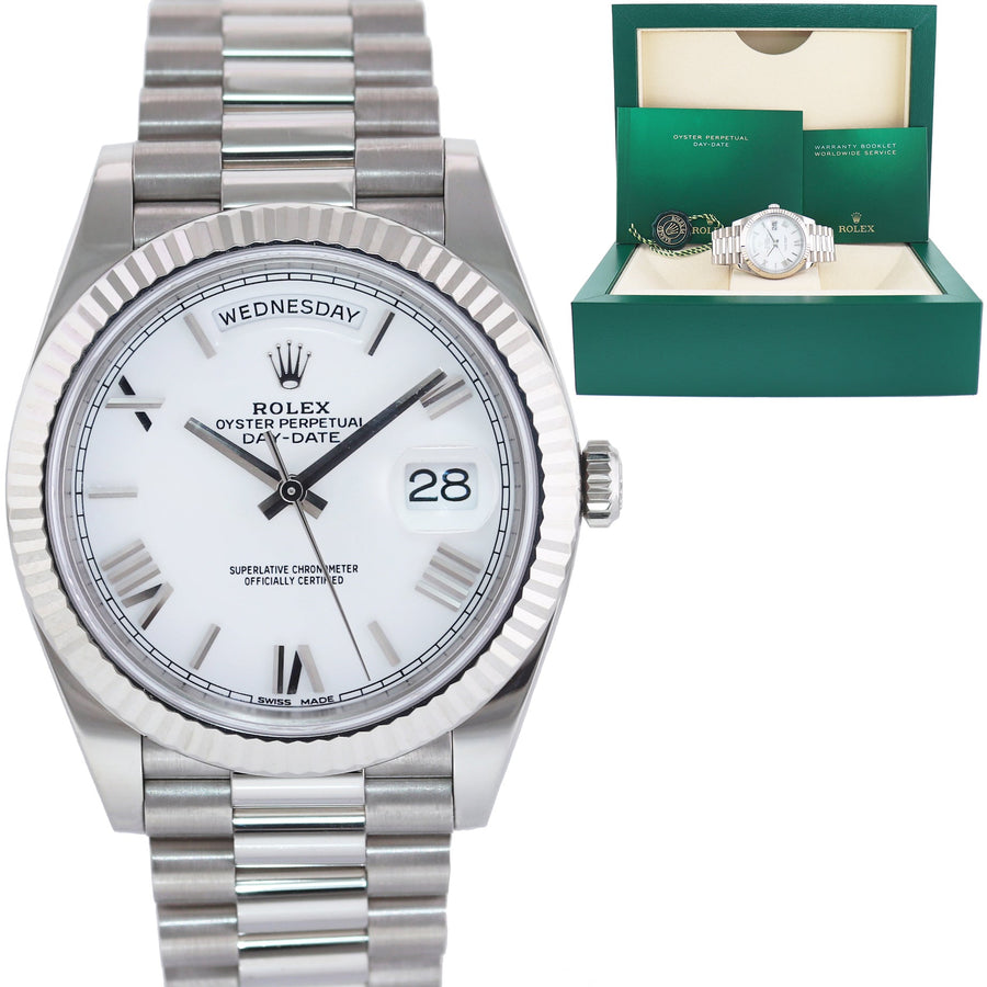 PAPERS MINT Rolex Day Date 40 White Gold President 40mm White Roman 228239 Watch Box
