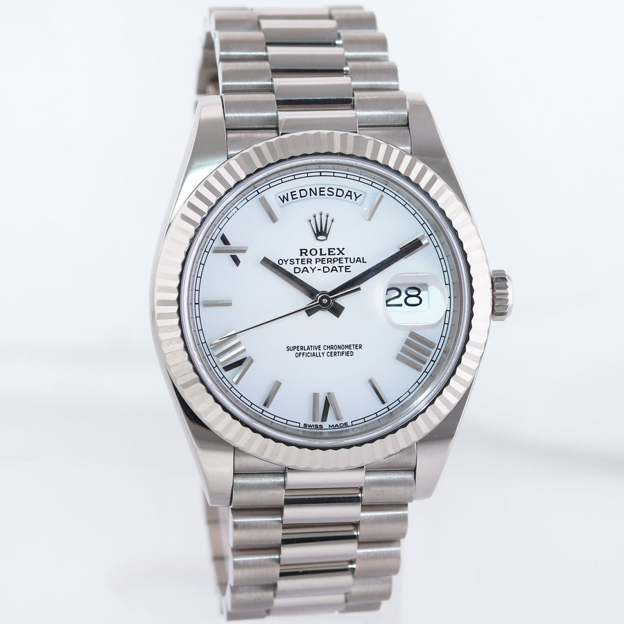 PAPERS MINT Rolex Day Date 40 White Gold President 40mm White Roman 228239 Watch Box