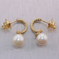 David Yurman 18k Yellow Gold 0.085ctw Diamond & Pearl Solari Hoop Drop Earrings
