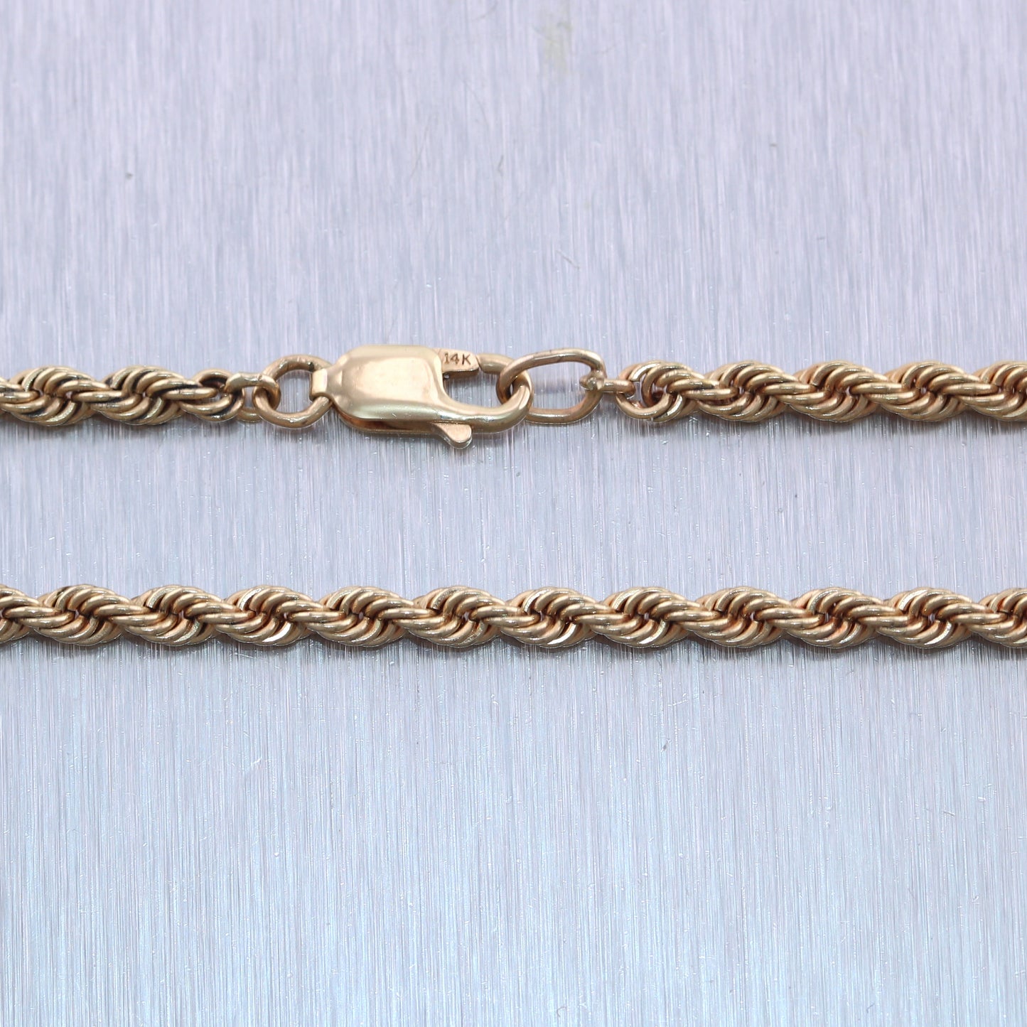 Men's 25g 14k Yellow Gold Solid Rope Chain 27" Necklace