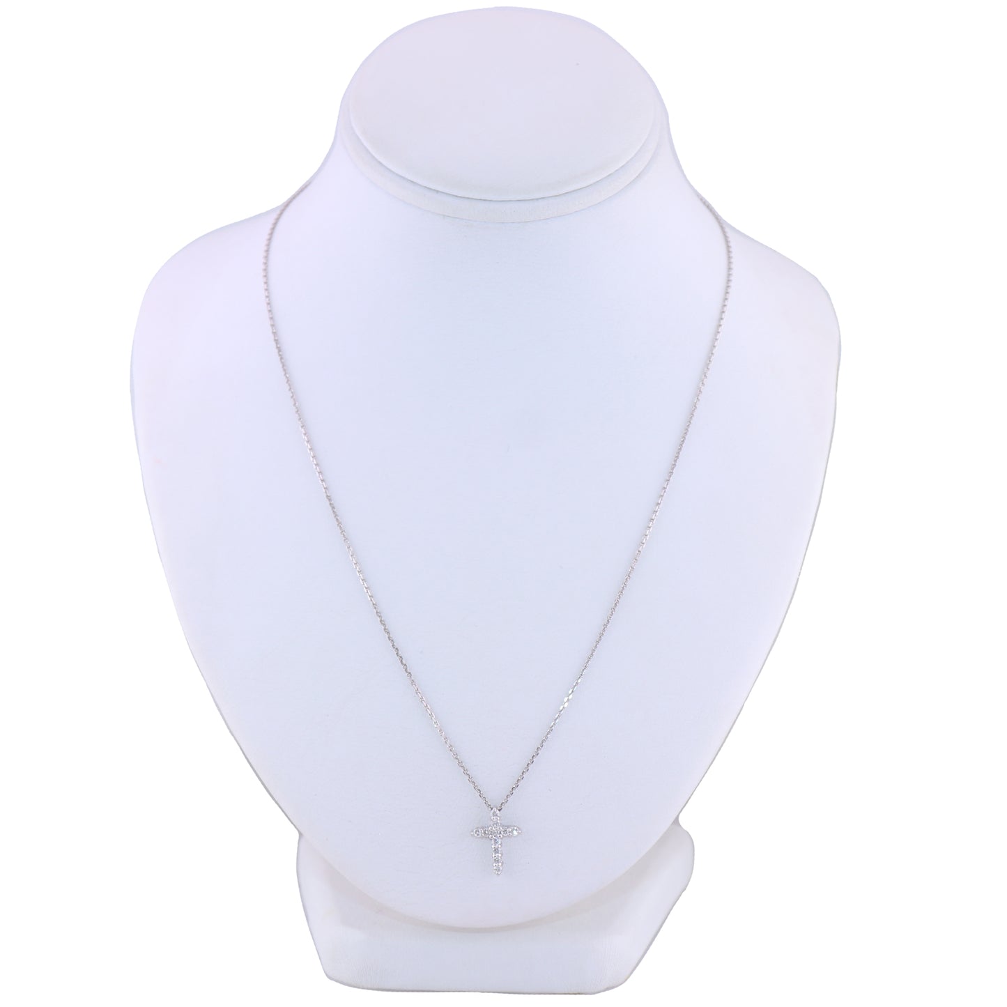 14k White Gold 0.24ctw Diamond Cross 19" Necklace