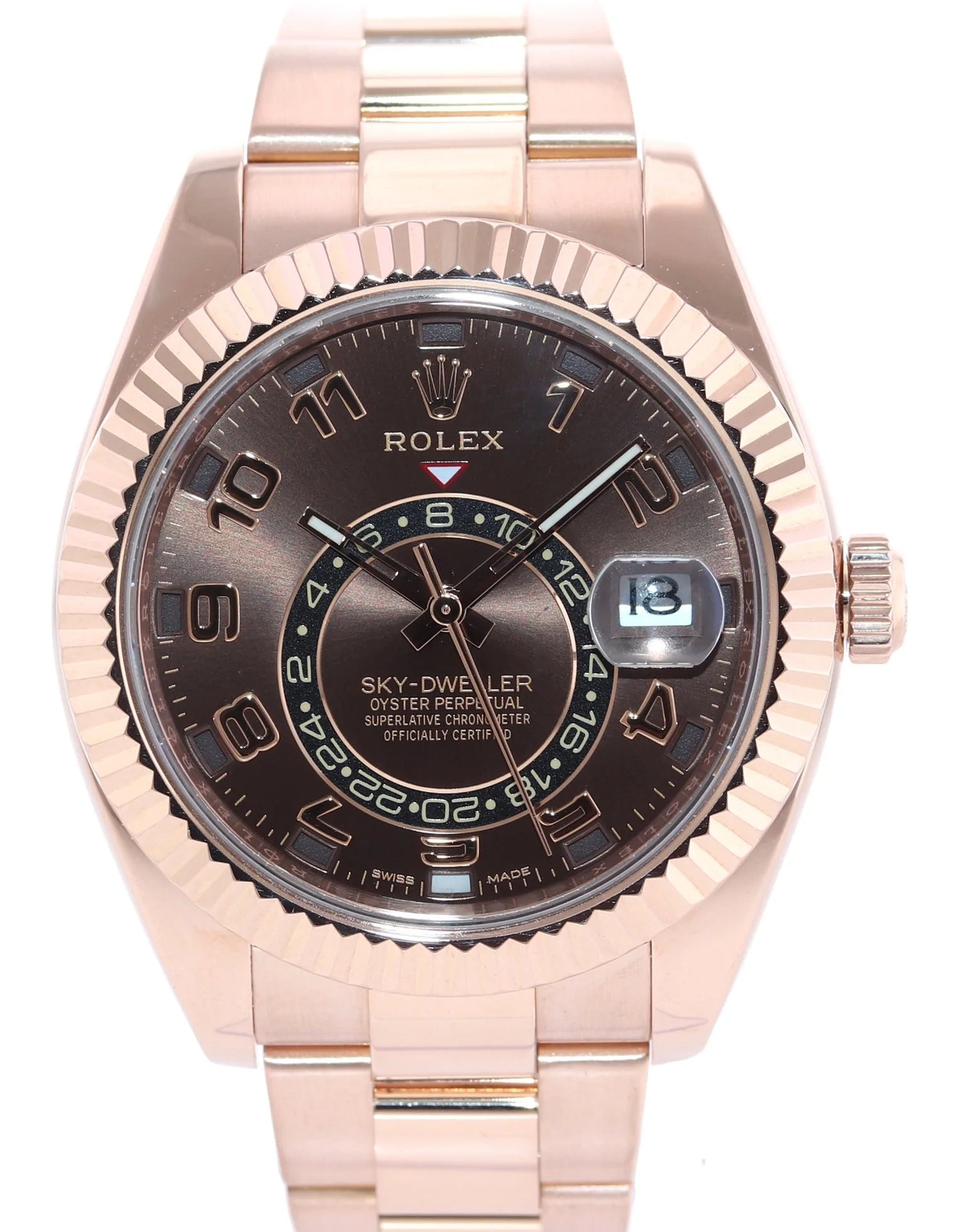 Mint 2017 Rolex Sky-Dweller Rose Gold Chocolate Arabic 326935 42mm Watch Box