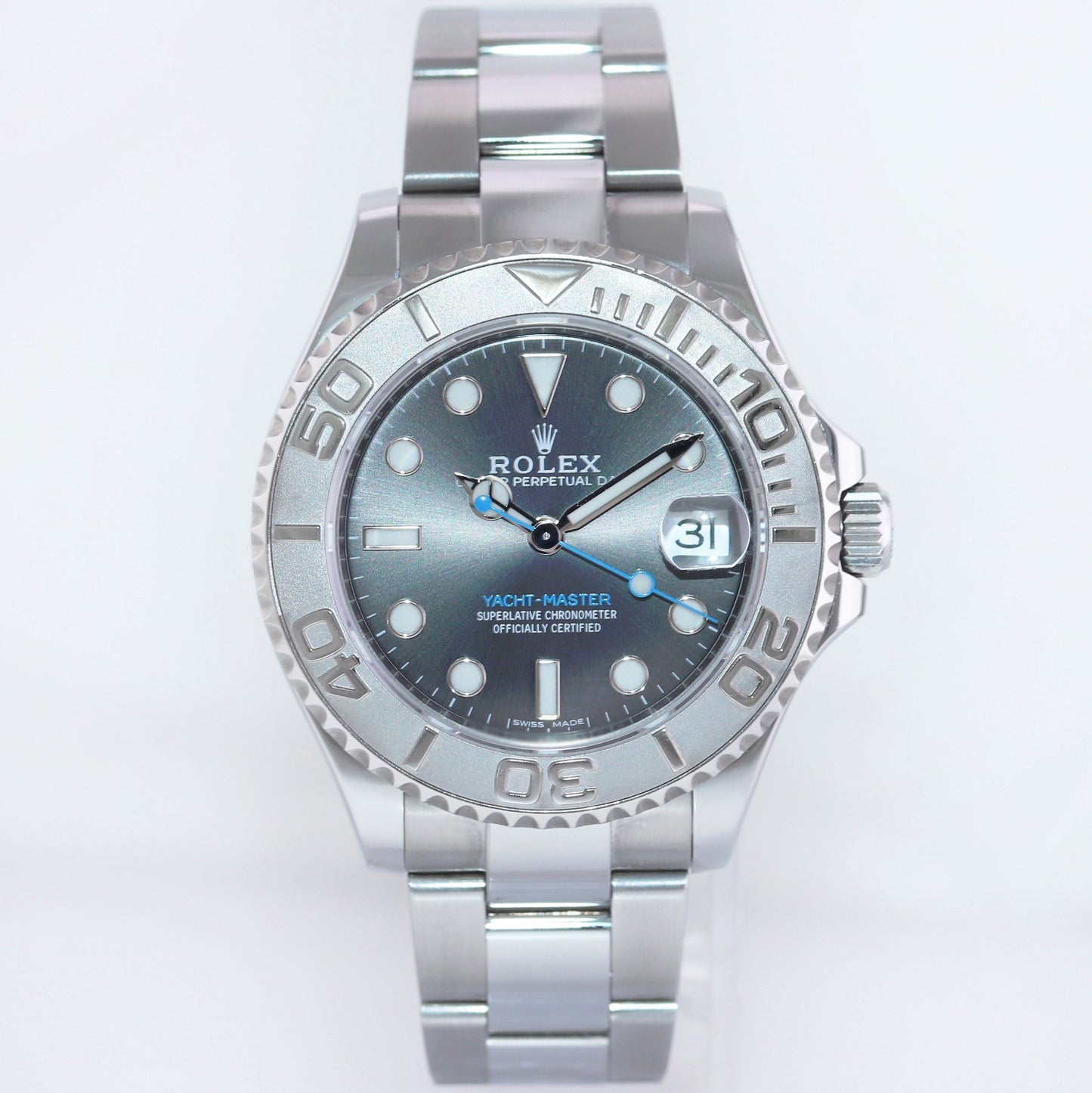 MINT 2020 Rolex Yacht-Master 268622 Steel Rhodium 37MM Blue Hand Watch Box