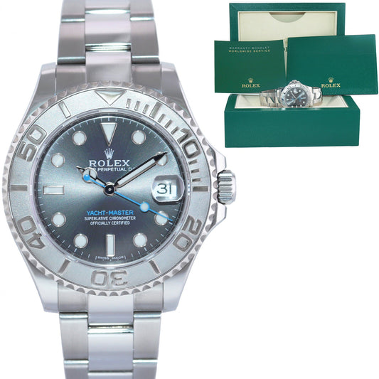 MINT 2020 Rolex Yacht-Master 268622 Steel Rhodium 37MM Blue Hand Watch Box