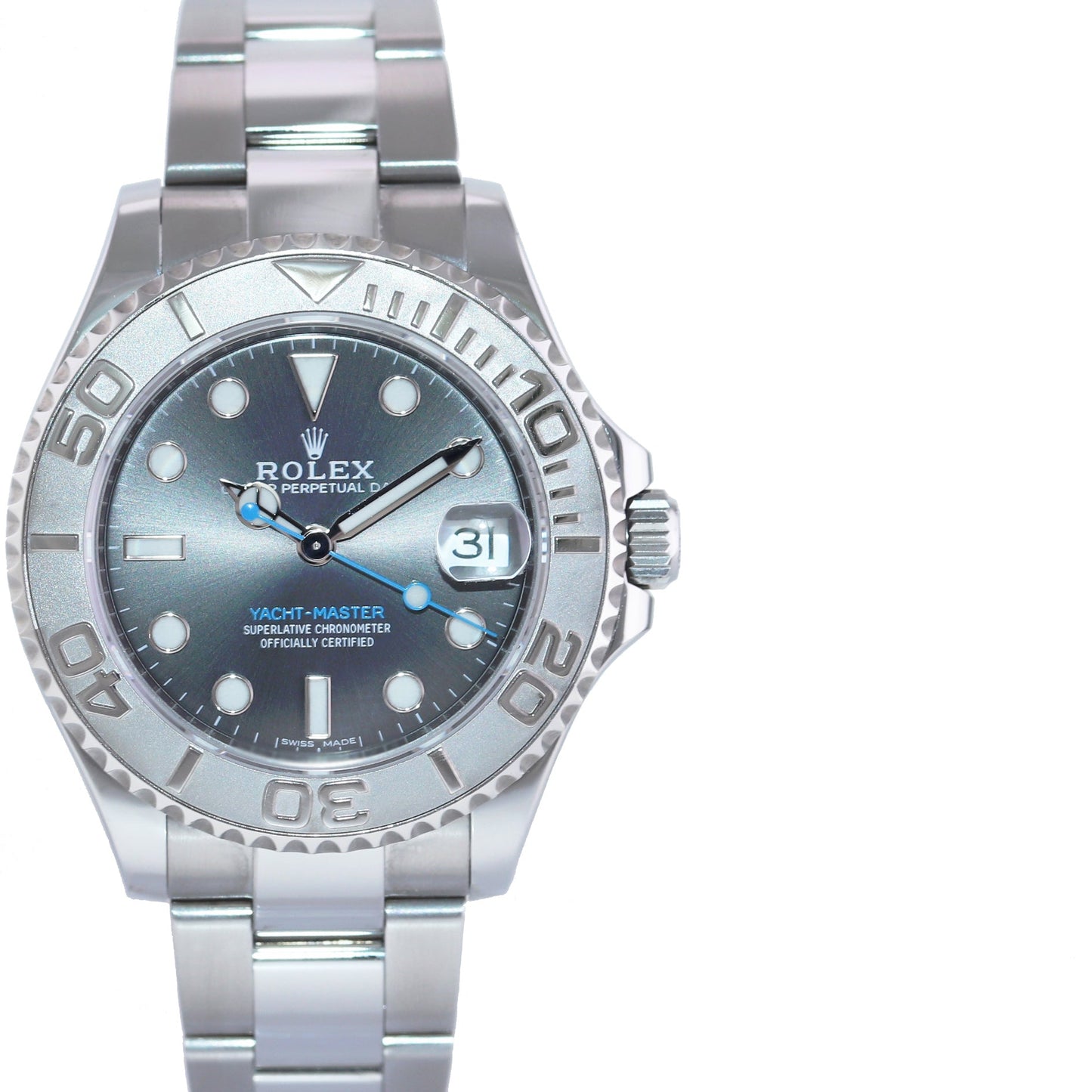 MINT 2020 Rolex Yacht-Master 268622 Steel Rhodium 37MM Blue Hand Watch Box