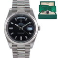 2021 MINT Rolex Day Date 40 White Gold President Black Diamond Baguette 228239 Watch