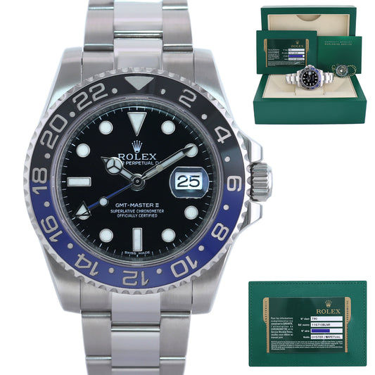 MINT 2013 PAPERS Rolex GMT Master II 116710 BLNR Steel Ceramic Batman Blue Watch
