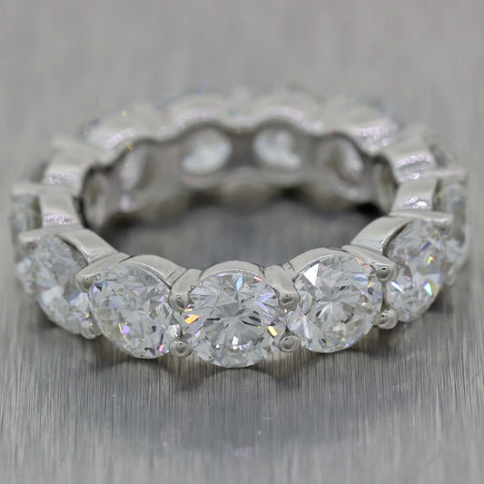 9.15ctw Round GIA Diamond 5mm Platinum Shared Prong Eternity Wedding Band Ring