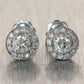 Modern 14k White Gold 1.30ctw Halo Diamond Stud Earrings