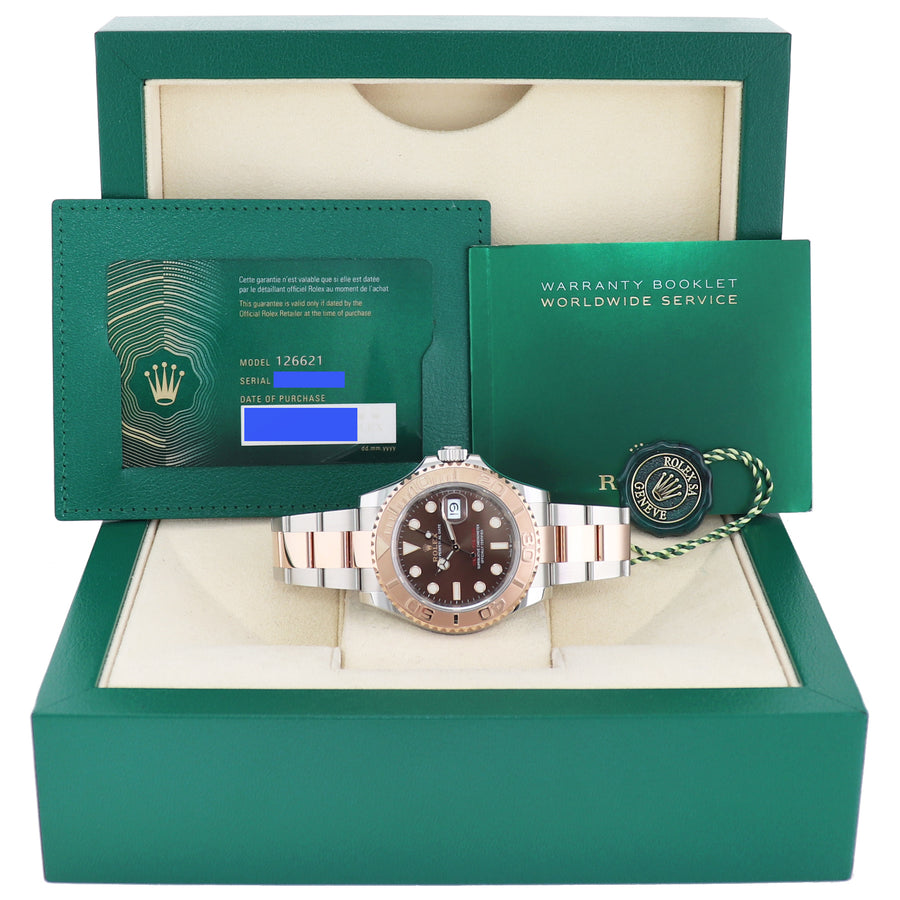 2025 NEW PAPERS Rolex 40mm Yacht-Master 126621 Chocolate Everose Gold Two Tone Watch Box