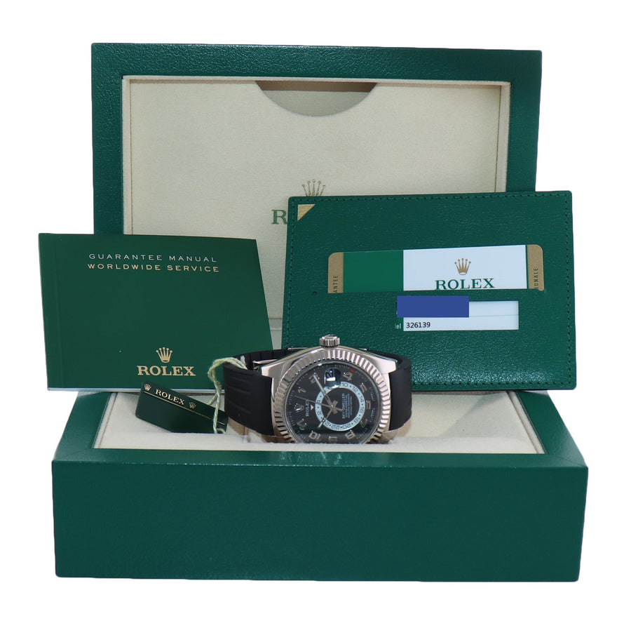 MINT Rolex Sky-Dweller White Gold 326139 42mm Black Watch Box