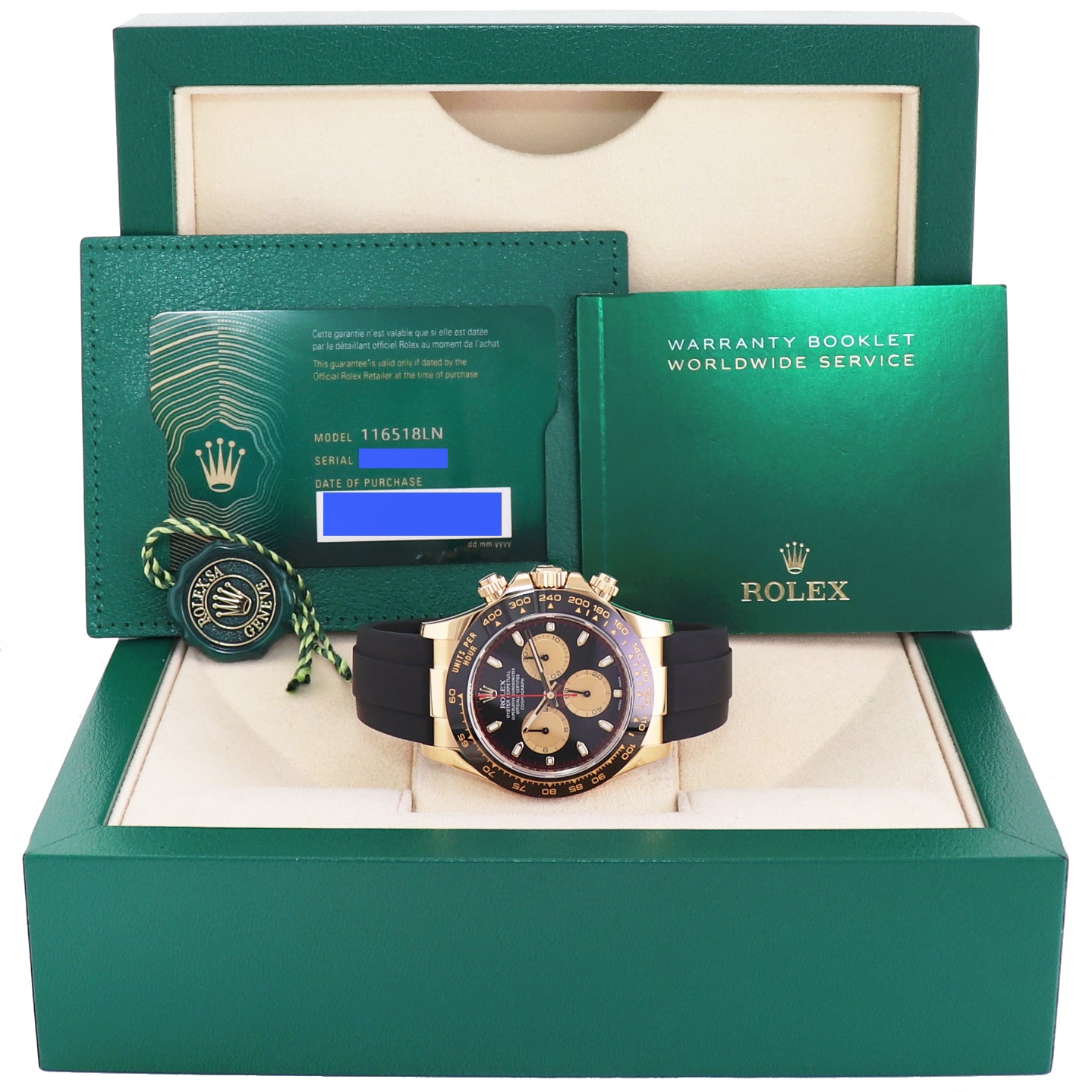 MINT PAPERS 2021 Rolex Daytona 116518LN Gold Paul Newman Oysterflex Black Watch Box