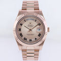 MINT PAPERS Rolex 218235 Day Date II President Rose Gold Concentric Roman 41mm Watch