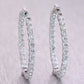 Modern 14k White Gold 8.40ctw Diamond In & Out Hoop Earrings