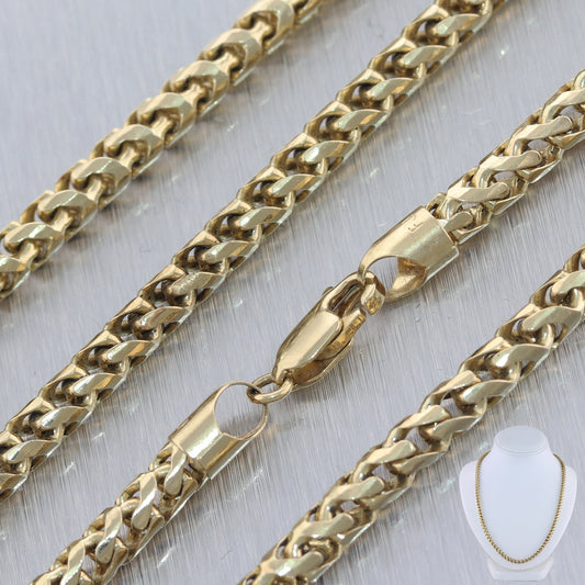 Men's 75.9g 14k Yellow Gold Franco Wheat Braid 24" Chain Necklace
