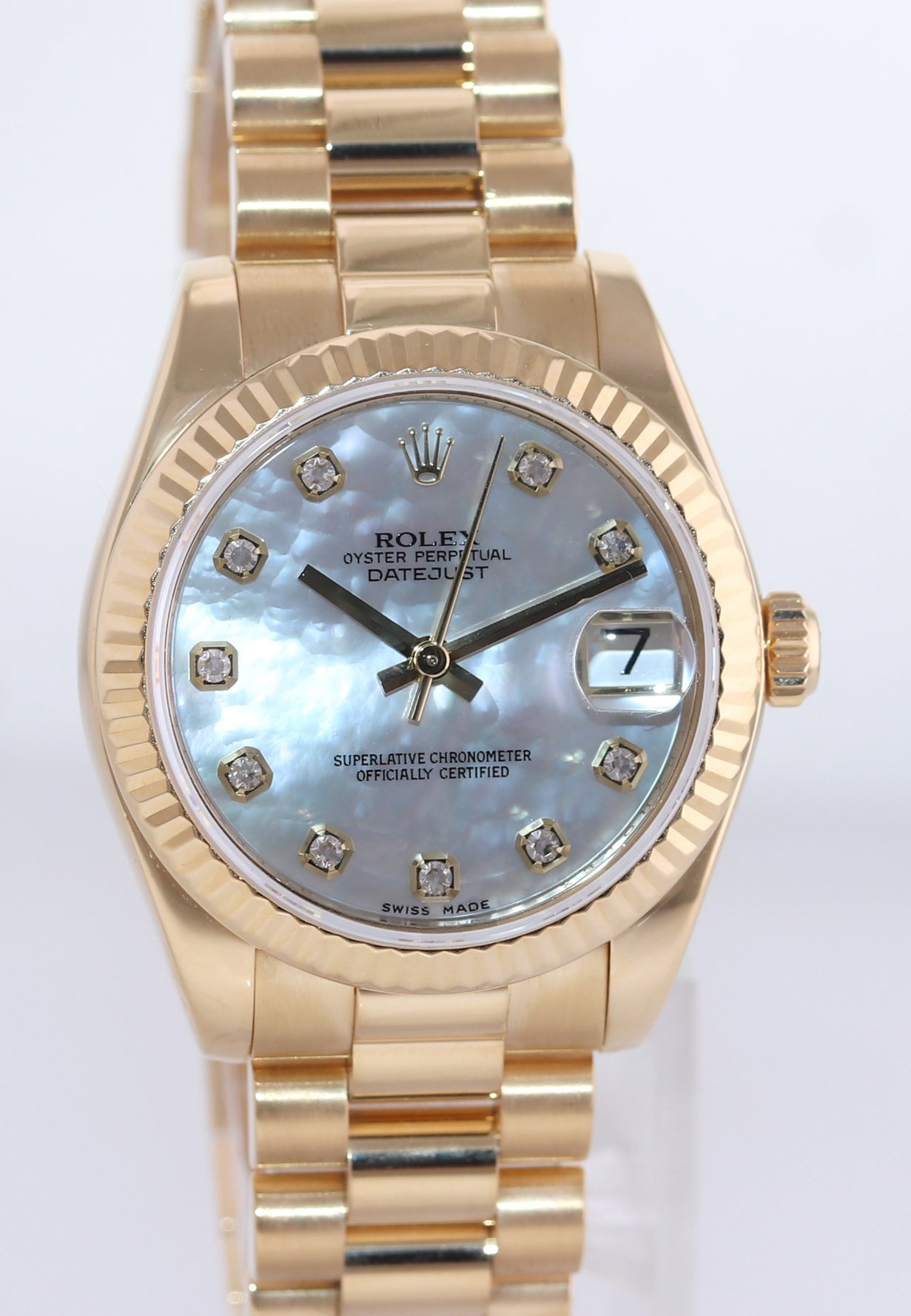 PAPERS FACTORY DIAMOND MOTHER OF PEARL Rolex President Yellow Gold Midsize 31mm 178278 Watch Box