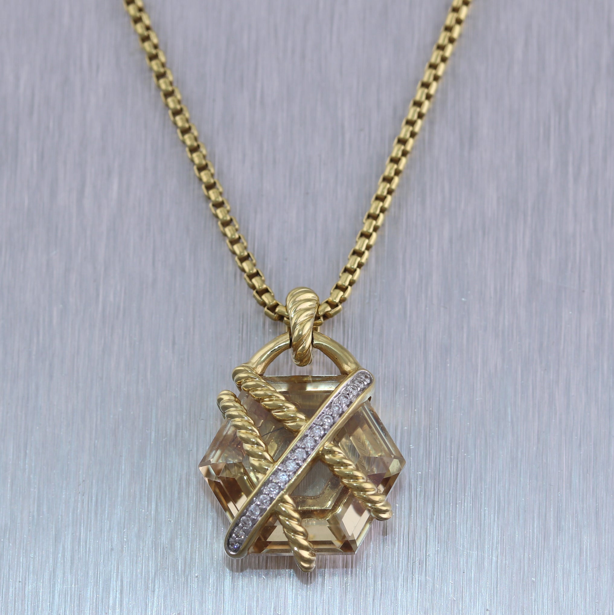 Ｄavid Ｙurma store CABLE CROSS PENDANT WITH 18K GOLD X