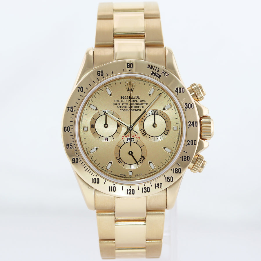 MINT Rolex Daytona 116528 Champagne Chronograph Yellow Gold Watch Box